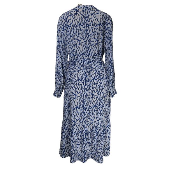 RAILS Blue Cobalt Leopard Tiered Midi Boho Peasant Greek Islands Dress M - Picture 6 of 12